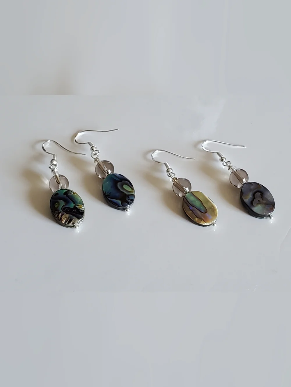 NEW 2 Pairs Abalone Shell Drop Earrings - Iridescent Blue-Green - Picture 6 of 6